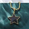 Brass Enamel Star Pendant Necklaces for Women NJEW-K381-09G-01-2
