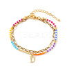 304 Stainless Steel Letter Charm Double-layered Bracelets VG5038-4-3