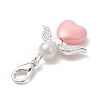 Heart Angel Acrylic & Glass Pearl Pendant Decoration HJEW-JM02366-5