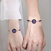 1 Set 2Pcs Valentine's Day Luminous 304 Stainless Steel Glass Flat Round Link Bracelet Sets BJEW-LP0001-35B-4