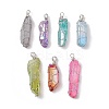 Electroplated Natural Quartz Crystal Pendants PALLOY-JF03363-1