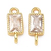 Brass Pave Cubic Zirconia Rectangle Connector Charms KK-P348-10G-03-1