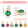30Pcs Real 18K Gold Plated Brass with Single Cubic Zirconia Charms ZIRC-BBC0002-92-2