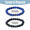 4Pcs 4 Style Natural Lapis Lazuli & Glass Beaded Stretch Bracelets Set BJEW-FI0001-56-2