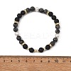 3Pcs 3 Styles Natural Lava Rock & Larvikite & Shell Pearl Beaded Stretch Bracelets for Kids BJEW-JB14097-5