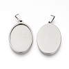 Tarnish Resistant 201 Stainless Steel Pendant Cabochon Settings STAS-S073-08P-1