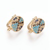 Brass Micro Pave Cubic Zirconia Hoop Earring Findings with Latch Back Closure ZIRC-F088-049G-2