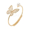 Butterfly Brass Micro Pave Clear Cubic Zirconia Cuff Bangles for Women LS-BJEW-B145-06G-1
