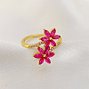 Flower Brass Micro Pave Cubic Zirconia Finger Rings for Women FS-WGC33AC-01-2