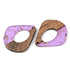 Transparent Resin & Walnut Wood Pendants X-RESI-S389-016A-B01-2