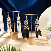 2 Pairs 2 Colors Bohemian Alloy Feather Dangle Earrings EJEW-TA0001-78A-6