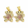 Brass Micro Pave Clear Cubic Zirconia Pendants ZIRC-F135-28G-3