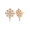 Brass Micro Pave Clear Cubic Zirconia Stud Earring Findings KK-S356-618-NF-2