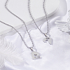 1 Set Stainless Steel Couple Heart Pendant Ball Chain Necklaces for Women Men NJEW-LP0001-61B-3