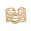 304 Stainless Steel Wave Open Cuff Ring RJEW-T023-34G-1