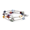 Three Loops Natural Gemstone Beaded Wrap Bracelets BJEW-JB02331-03-1
