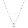 1Pc Stainless Steel Letter Rectangle Pendant Necklaces NJEW-LP0001-34U-P-1