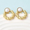 201 Stainless Steel ABS Plastic Pearl Stud Earrings EJEW-Z151-13G-03-3