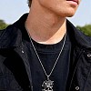 Vintage 304 Stainless Steel Lion with Sun Pendant Box Chain Necklaces for Men WGE39C9-01-2
