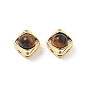 Brass Pave Natural Tiger Eye Rhombus Multi-Strand Links KK-B129-26B-02G-1