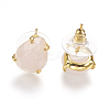 Natural Rose Quartz Stud Earrings EJEW-L196-03B-2
