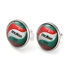 Sport Balls Glass & 304 Stainless Steel Stud Earrings for Women EJEW-H005-01P-08-1