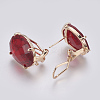 Faceted Glass Stud Earring Findings GLAA-F084-D03-2