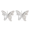 Butterfly Brass Pave Clear Cubic Zirconia Stud Earrings for Women EJEW-S216-03P-1