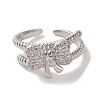 Brass Micro Pave Cubic Zirconia Open Cuff Ring RJEW-K256-58C-P-2