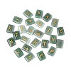 25Pcs Rectangle Natural Green Aventurine Rune Stones with Elder Futhark Alphabet Engraved G-T142-36-1