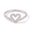 304 Stainless Steel Heart Finger Ring for Women RJEW-C086-06-P-2