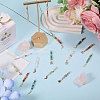 15Pcs 5 Colors Natural Carnelian & Green Aventurine & Rose Quartz & Amethyst & Apatite Faceted Round Beaded Pendants PALLOY-CA00041-5