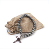 Non-Magnetic Synthetic Round Hematite Stretch Bracelets BJEW-JB03845-03-3