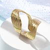 Ion Plating(IP) 304 Stainless Steel Open Cuff Ring for Women RJEW-M025-03G-1