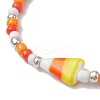 Halloween Candy Corn Acrylic & Glass Seed Beaded Stretch Bracelets Women BJEW-JB10525-03-3