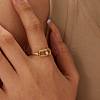 Fashionable Stainless Steel Clear Cubic Zirconia Hollow Rectangle Cuff Rings for Women XE1808-2
