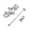 Brass & Cubic Zirconia & Glass Watch Band Clasps KK-G523-03P-01-2
