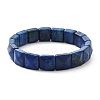 Square Dyed Natural Lapis Lazuli Beads Stretch Bracelets for Women Men BJEW-C097-06M-4