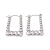 Non-Tarnish 304 Stainless Steel Beaded Trapezoid Hoop Earrings for Women EJEW-B018-04P-1