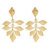 304 Stainless Steel Leaf Theme Stud Earrings For Women EJEW-B110-03G-07-1