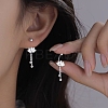 999 Sterling Silver Flower Ear Plug Gauges EJEW-P296-09S-3