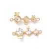 Brass Connector Charms with Clear Glass KK-B074-67G-1