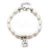 304 Stainless Steel Paw Print Charm Bracelets for Women BJEW-C098-12P-4
