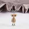 Alloy & Wood Robot Pendant Necklaces FS-WGB43E5-07-1