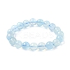 Natural Aquamarine Round Bead Stretch Bracelets for Men Women BJEW-U034-01B-01-4
