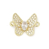 Brass Clear Cubic Zirconia Butterfly Connector Charms KK-D317-140G-1