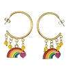 Rainbow Pride Flag Alloy Enamel Dangle Stud Earrings EJEW-JE05385-2