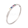 Brass Pave Colorful Glass Hinged Bangles for Women BJEW-S147-21B-P-1