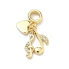 Brass Micro Pave Clear Cubic Zirconia European Dangle Charms KK-P345-50G-1