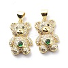 Brass Cubic Zirconia Pendants KK-G446-26G-03-2